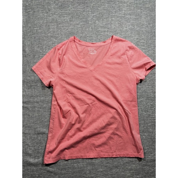 Time and Tru Tops - Time and Tru Women's M Pink Solid V-Neck Short Sleeve Pullover T-Shirt